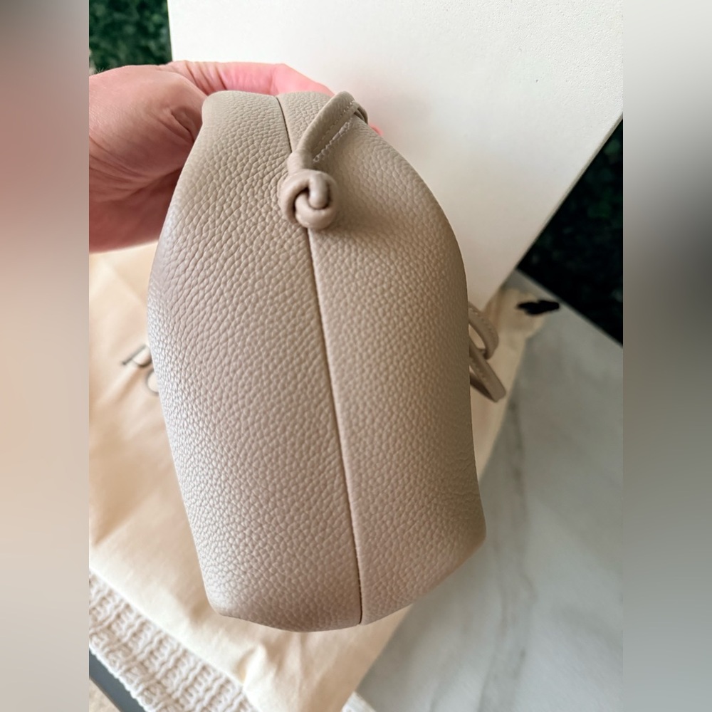 Polène Taupe Knot-Top Pebbled Leather Crossbody - Picture 6 of 9